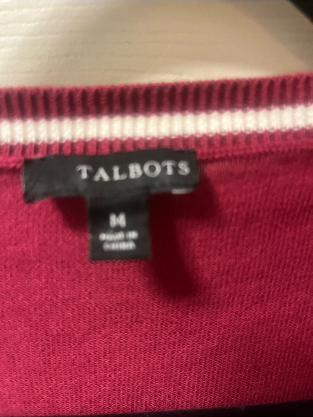 Talbots Women’s Medium Burgundy Tea Cup Embroidered Novelty Sweater Long Sleeve - Picture 9 of 11